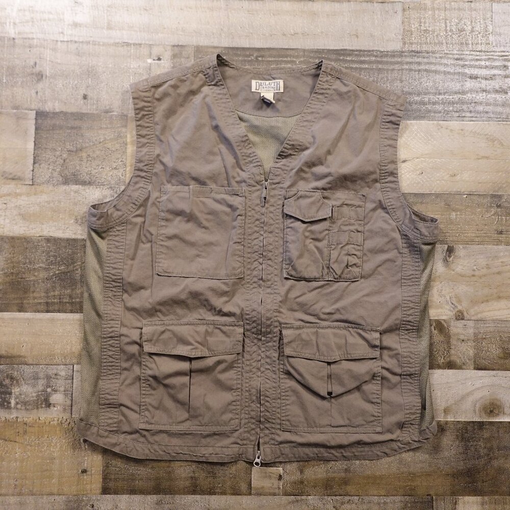 Duluth Trading Co Working Man’s Utility Vest‎ Men’s XL Tall Light Taupe Workwear